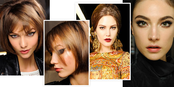 На фото модный макияж: Anna Sui, Dolce and Gabbana, Atelier Versace