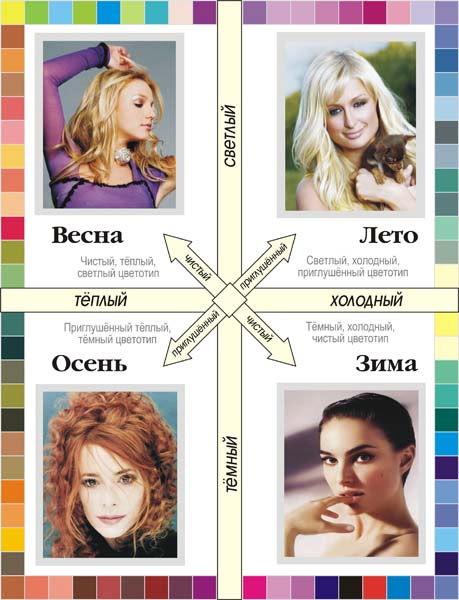 Схема, как определить цветотипы внешности