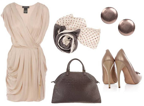 Как одеваться стильно: платье, сумка, обувь. Бежевый цвет (телесный, кремовый)