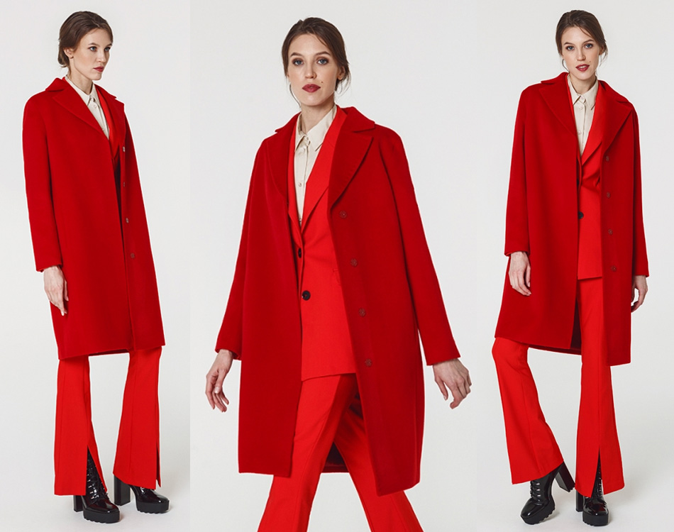 Модное красное пальто, весна