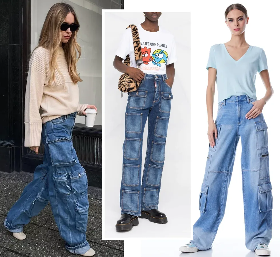 Модные джинсы с накладными карманами