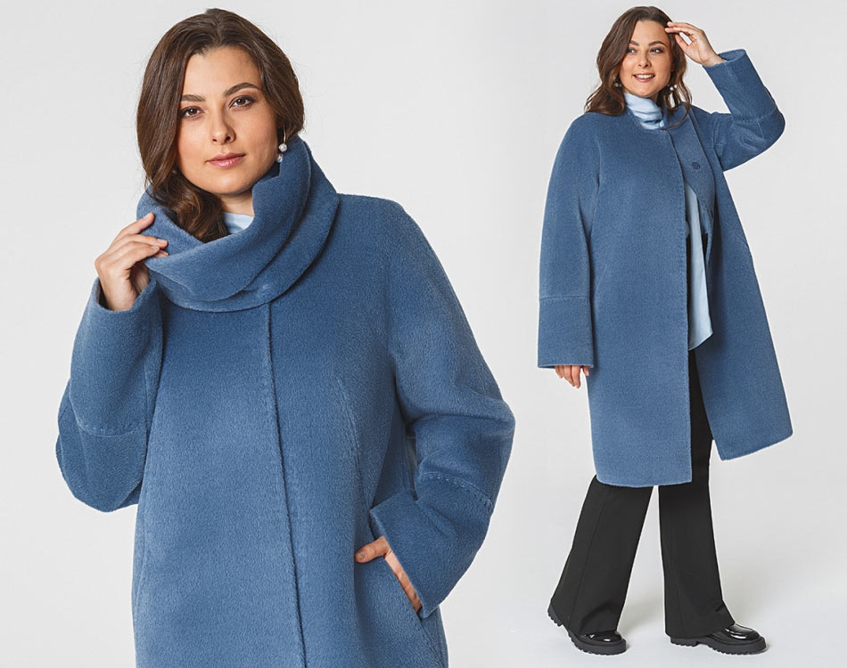 Голубое пальто из альпаки. Коллекция "Кашемир Москвы"