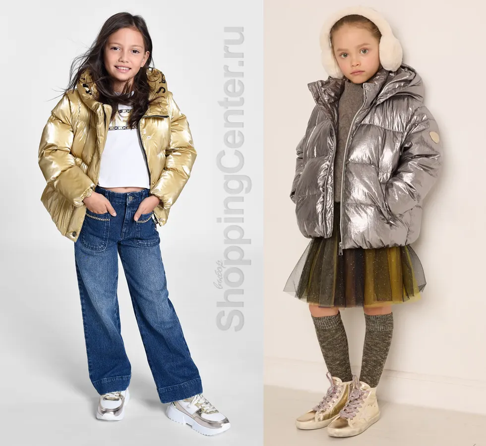 Смотрите, какие куртки для девочек в моде. Золотистая куртка из коллекции Michael Kors и серебристая из коллекции Bonpoint