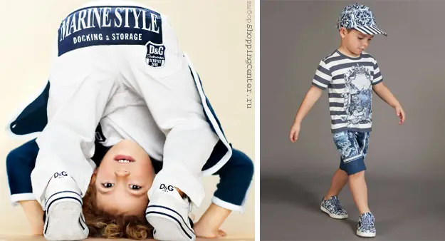 На фото: детская одежда для мальчиков – морской стильиз коллекции D&G