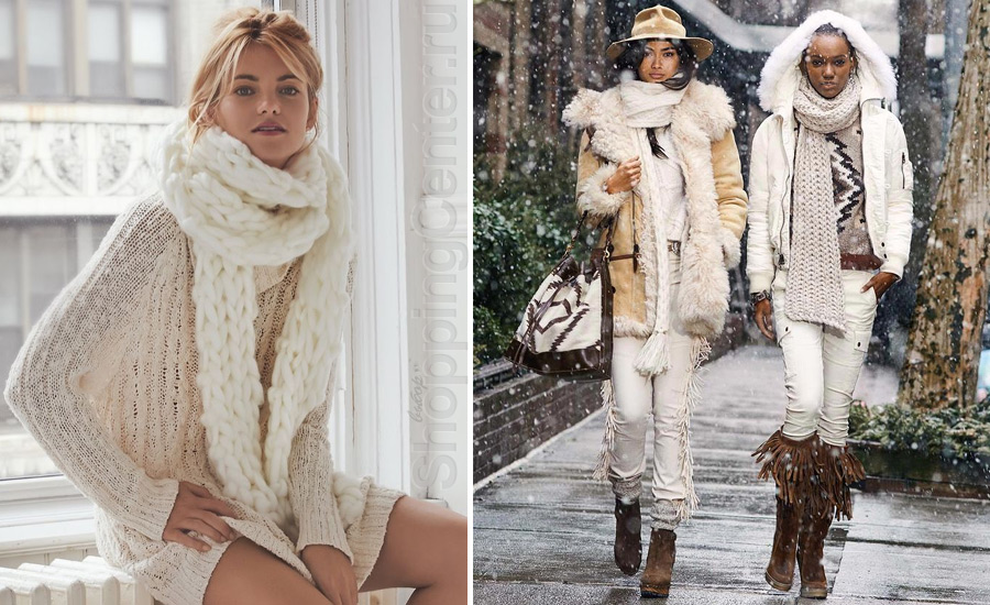 Теплые шарфы в моде зимой